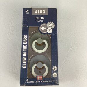 Bibs Colour Pacifier Set Glow In The Dark Round Size 1 Natural Rubber Blue Green